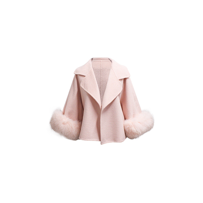 100狐狸毛高支双面短外套