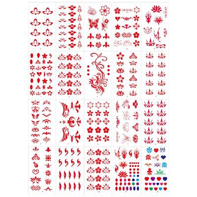 元旦古风妆容眉心花钿贴纸纹身贴女童汉服古装额头饰品贴创意妆写真拍照彩绘脸贴可爱六一儿童节表演装饰贴纸