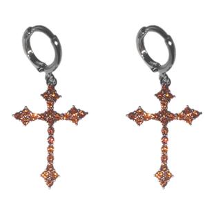 暗黑辣妹蜘蛛十字架耳骨钉 超闪红宝石爱心翅膀锆石钛钢耳蜗耳钉