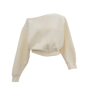 2026春秋新款韩版一字领温柔斜领设计感纯色无帽休闲短款卫衣女潮