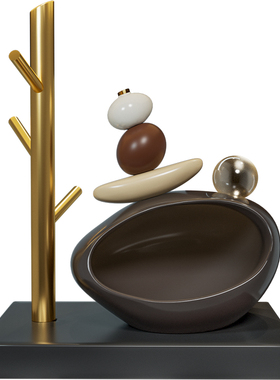 石来运转钥匙收纳玄关摆件