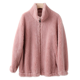 2025秋冬季新款颗粒羊剪绒大衣女短款羊羔毛皮毛一体海宁皮草外套