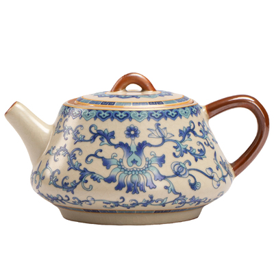 米黄汝窑青花西施壶茶壶茶杯单壶