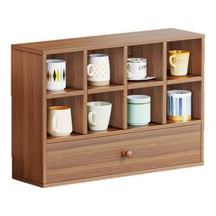 桌面杯架杯子收纳置物架餐桌茶具木格子分层整理架咖啡杯展示架子