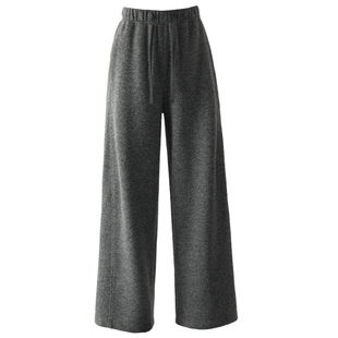 洋气宽松慵懒风灰色毛呢阔腿裤女2025新款冬季含羊毛裤子休闲女裤