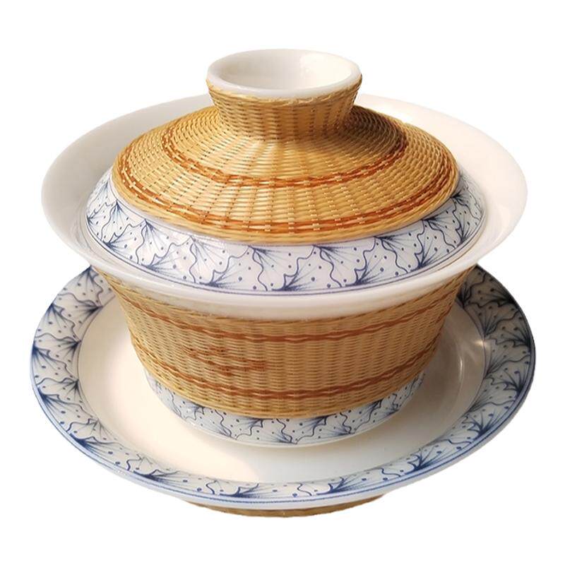 竹丝扣瓷盖碗中国特色礼品