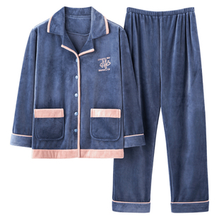 睡衣女士秋冬2025年新款珊瑚绒薄款大码家居服春秋保暖海岛绒套装