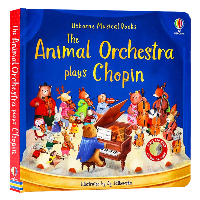 Usborne 古典音乐发声书肖邦 英文原版绘本The Animal Orchestra PlaysChopin 动物管弦乐队演奏儿童音乐童话故事洞洞书触摸发声书