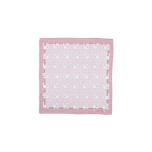 Not Just Pajama Kiki系列珍珠小猫斜纹印花真丝桑蚕丝头巾方巾