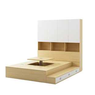 储物床立柜 多功能升降台榻榻米床柜组合 现代简约实木飘窗台定制