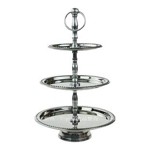 进口三层圆形点心托盘糖果盘蛋糕面包展示架软装厨房饰品TP77-3-1