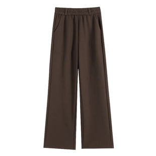 中年妈妈裤子2026春秋新款松紧高腰阔腿裤加绒加厚中老年人女裤