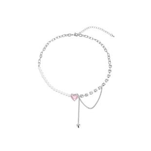 甜酷磨人精~爱心拼接珍珠项链女设计感轻奢小众锁骨链纯欲颈链潮