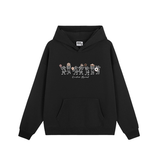 2025秋冬新款花灰色连帽卫衣女ulzzang小众可爱风宽松加绒款上衣