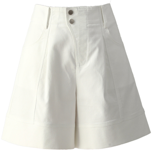 白色短裤女夏薄款2026新款高腰显瘦休闲四分裤中裤a字裤阔腿裤