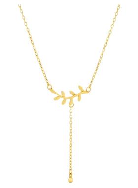 旭平首饰流苏光珠吊坠树叶项链女小众设计感气质锁骨链饰品