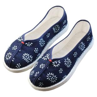 原创纯手工千层底布鞋女 汉服鞋 蜡染青花平底浅口传统女士布鞋子