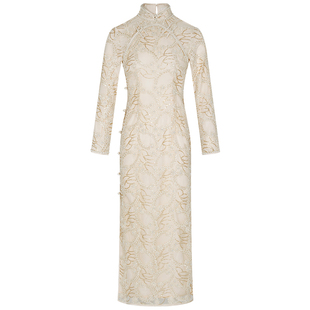 夏景甜司藤同款旗袍长款白色年轻款改良旗袍复古连衣裙敬酒服婚礼