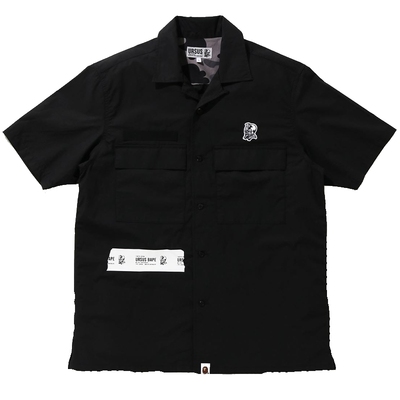 BAPE短袖衬衫刺绣徽章字母标签