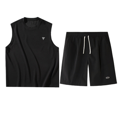 大码跑步运动冰丝套装男夏季薄款速干无袖背心胖子加肥加大300斤