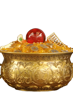 纯黄铜如意聚宝盆摆件聚财米缸