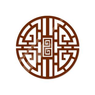 中式圆形玻璃门装饰贴纸客厅背景墙贴窗花对角亚克力立体自粘防水