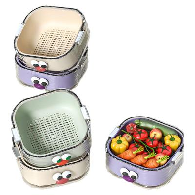 双层洗菜盆沥水篮家用可爱水果篮子清洗滤水二合一加厚果盘洗菜篮