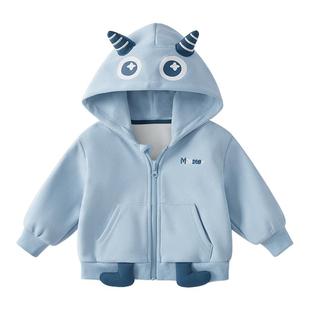 杰里贝比儿童2026冬装外套小童怪兽连帽上衣男童衣服宝宝女孩秋冬