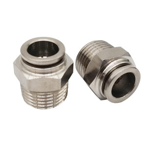 不锈钢304气动PC接头6/8/10/12PU管快插 1234分外丝直通插管包邮