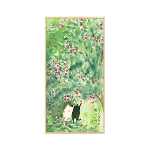 【么么黑联名款】原木奶油风入户玄关装饰画北欧走廊过道卡通挂画