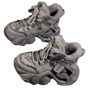 厚底加绒保暖雪地靴女2026年冬季新款超火内增高马丁靴爆款老爹鞋