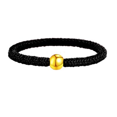 情侣999足金黄金转运珠戒指