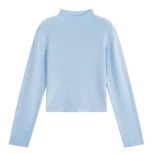 YUZI鱼子短款针织打底衫特大码女装半高领显瘦显白纯色春季胖mm