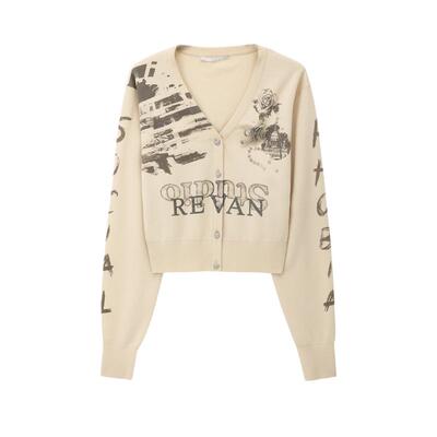 REVAN芮范设计师款质感涂鸦针织短开衫RM10106289