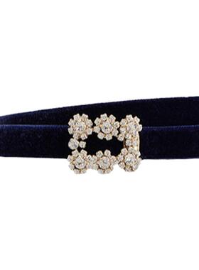 【24期免息】Roger Vivier/RV配饰Flower Stras饰扣织物腰带