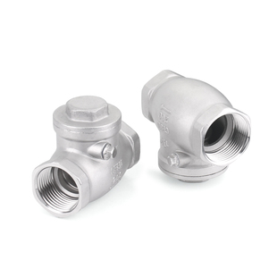 304不锈钢卧式止回阀内螺纹逆止阀H14W丝扣阀门4分