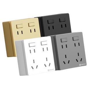 明装二开十孔插座带开关独立控制10孔6六孔面板厨房专用86型家用