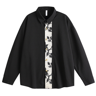 男士宽松休闲长袖衬衫男款春季2026年新款新中式国风男装衬衣外套