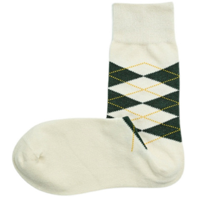 Beeff长绒棉男女菱形绅士袜子