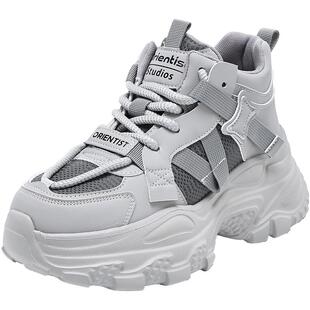 大东休闲运动女鞋2025年冬季新款平底高跟系带圆头材质拼贴D1358