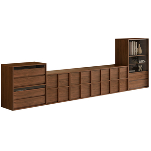 中古风实木电视柜落地卡门斗柜组合骨骼线电视边柜储物柜子9D132