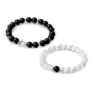 CCO昼夜之星情侣手链黑曜石猫眼石串珠男女情绪稳定手串小众礼物