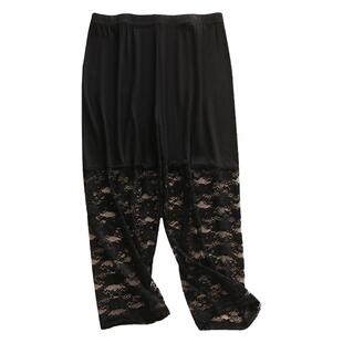 200斤7分裤莫代尔大码胖mm夏季打底裤性感蕾丝半透防走光安全裤女