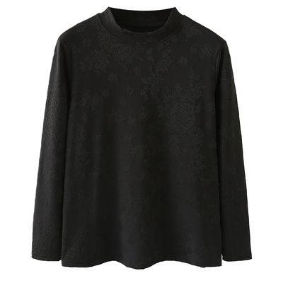 大码女秋冬高级感提花加绒打底衫