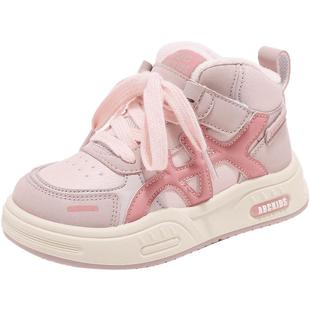 Abckids童鞋女童加绒保暖二棉鞋冬季新款儿童鞋子女宝高帮板鞋