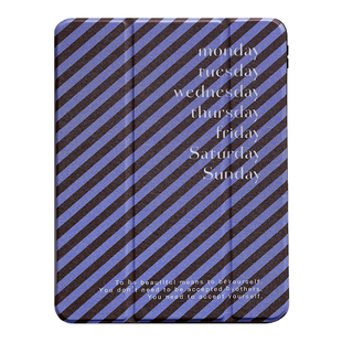 青桃原创复古紫色条纹苹果2022iPad10保护套 pro11三折防弯air5壳