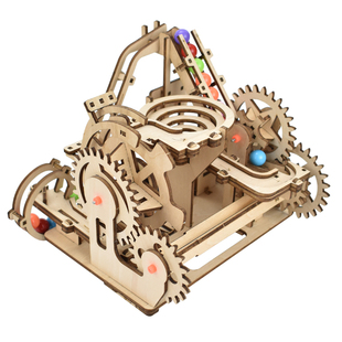 木质过山车轨道模型DIY拼装玩具齿轮传动物理实验教具手工积木