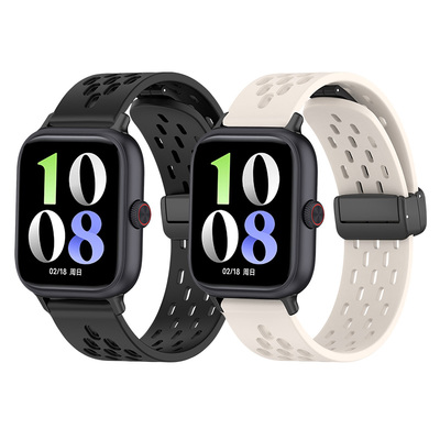 适用于vivowatchgt2表带iqoowatchgt2透气网洞硅胶腕带VIVO新款智能运动手表IQOO金属磁吸扣WATCHGT男女通用
