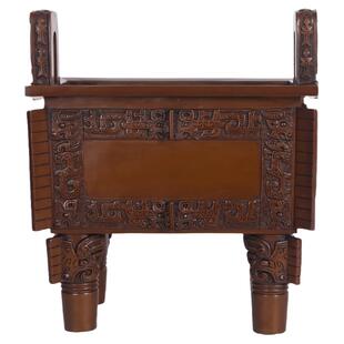 紫铜鼎摆件铜方鼎司母戊鼎办公室客厅装饰品高档开业礼品