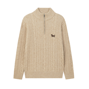 BIPOLAR腊肠小狗半拉链套头针织衫基础简约修身打底毛衣上衣男女